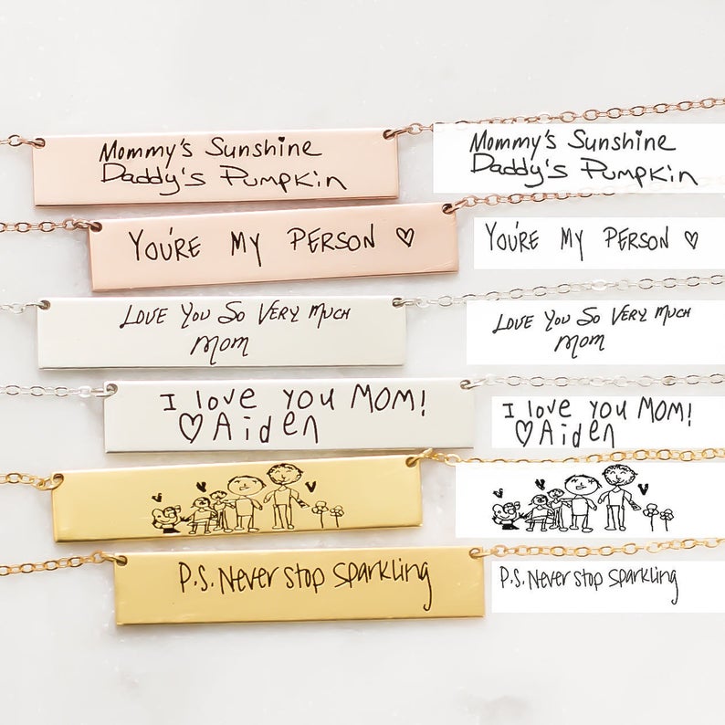 Cá Tính Tùy Chỉnh Thực Tế Chữ  - đánh giá và giá Handwriting Necklace Bar