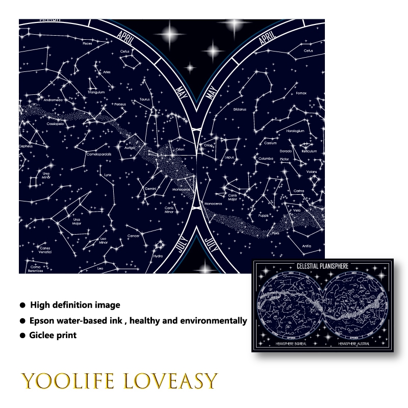 Thiên Planisphere Bản Đồ Vải P - đánh giá và giá Custom Star Map